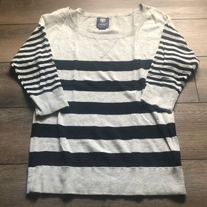 Striped 3/4 Sleeve American Eagle sweater.
